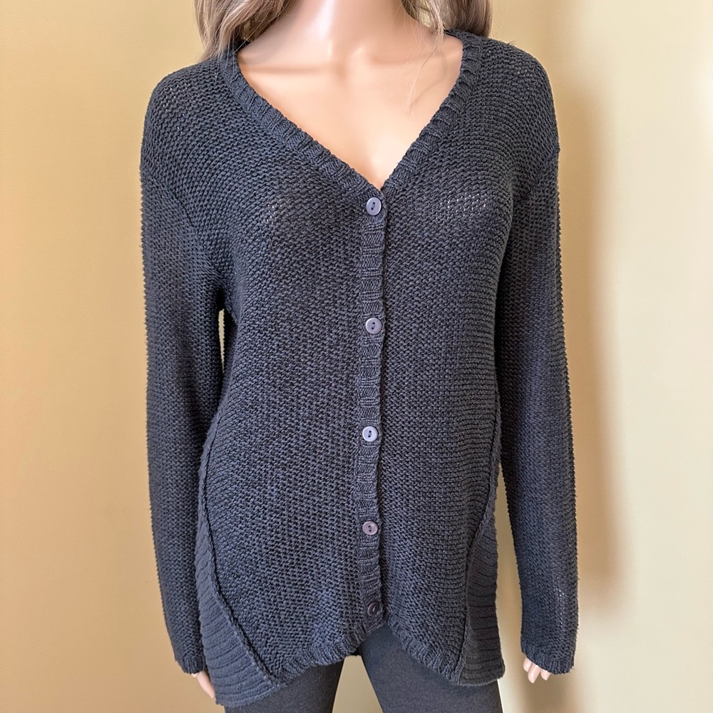 Women's Navy Blue Button-Up Cardigan Sweater Medium